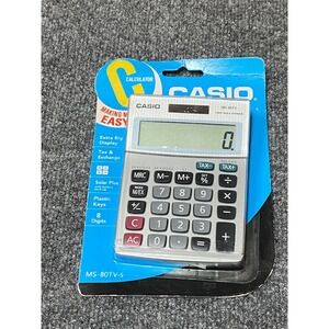 Casio MS-80TV-S Calculator Tax and Exchange Extra Big Display Solar Plus Battery